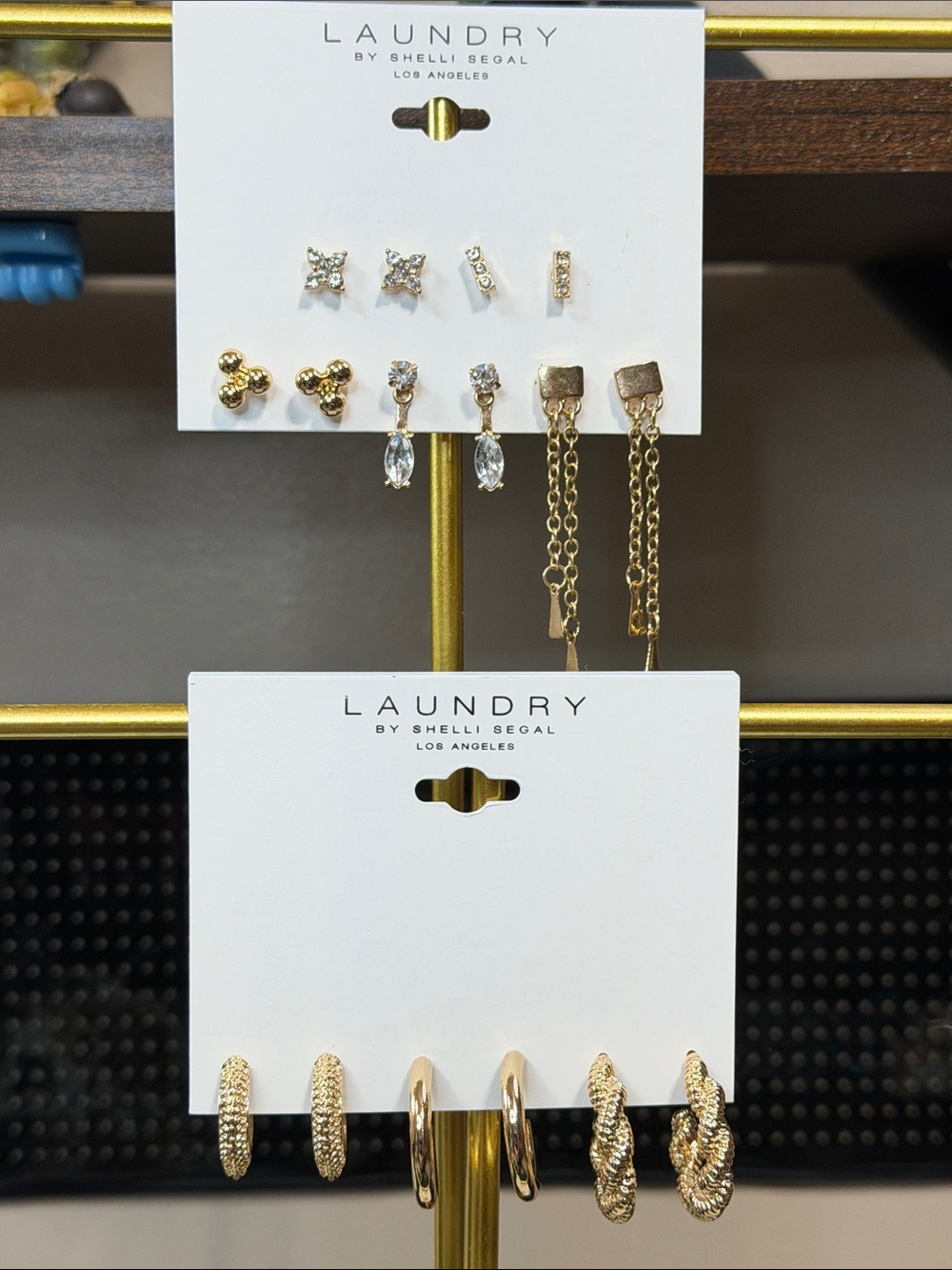 Laundry By Shelli Segal Gold Mixed Earring Set - Studs, Drops & Hoops 8 Pair D7